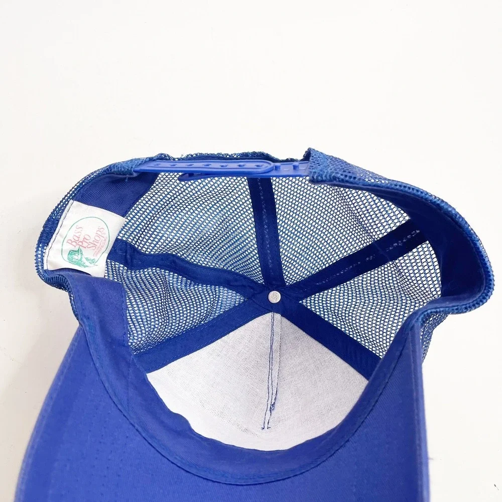 Bass Pro Shops Blue Mesh Trucker Hat Snapback Fishing Logo Cap Mens OSFM